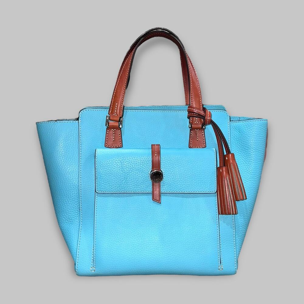Dooney & Bourke East West Shopper Tote Sky Blue Pebble Leather Bag